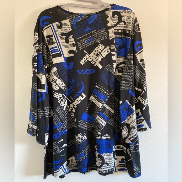 NWT Laura Plus Clientele Black and Blue 3/4 Sleeve top - Picture 2 of 3